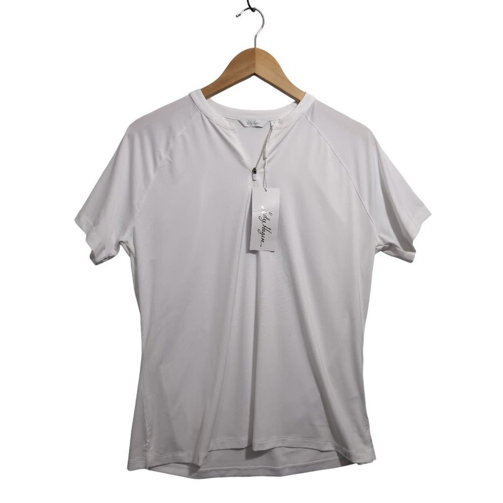 Lady Hagen Golf Polo Shirt Womens L White 1/4 Zip Sport Short Sleeve Lightweight